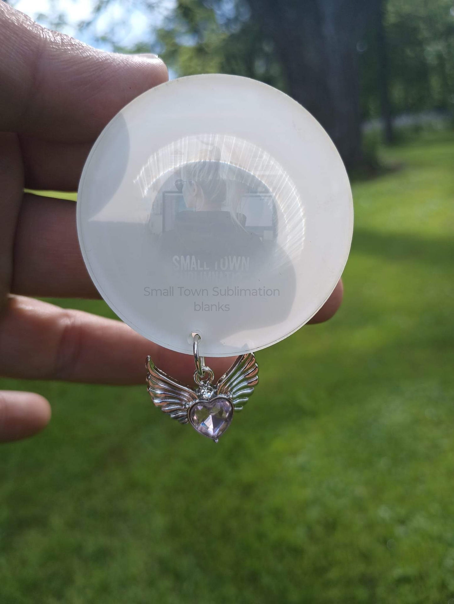Clear acrylic vent clip with charm. Reusable air freshener