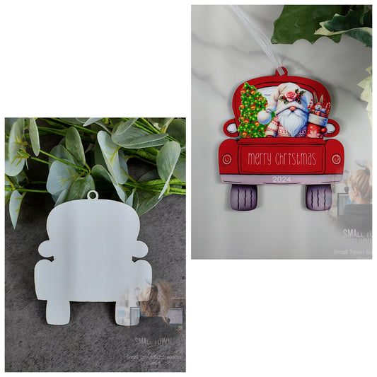 Red truck gnome ornament