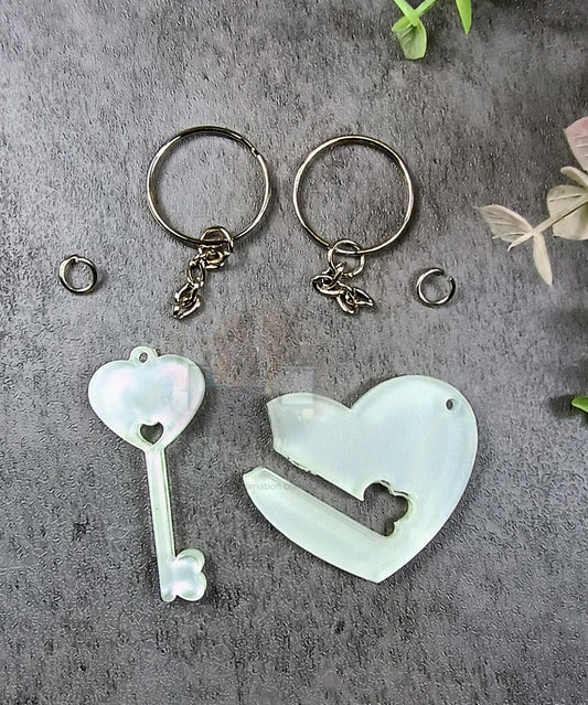 Heart and key keychains