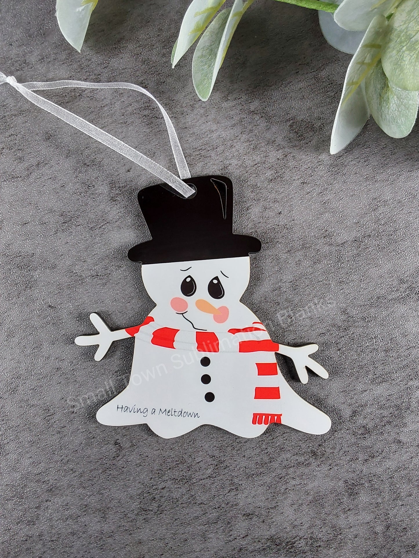 Melting snowman ornament