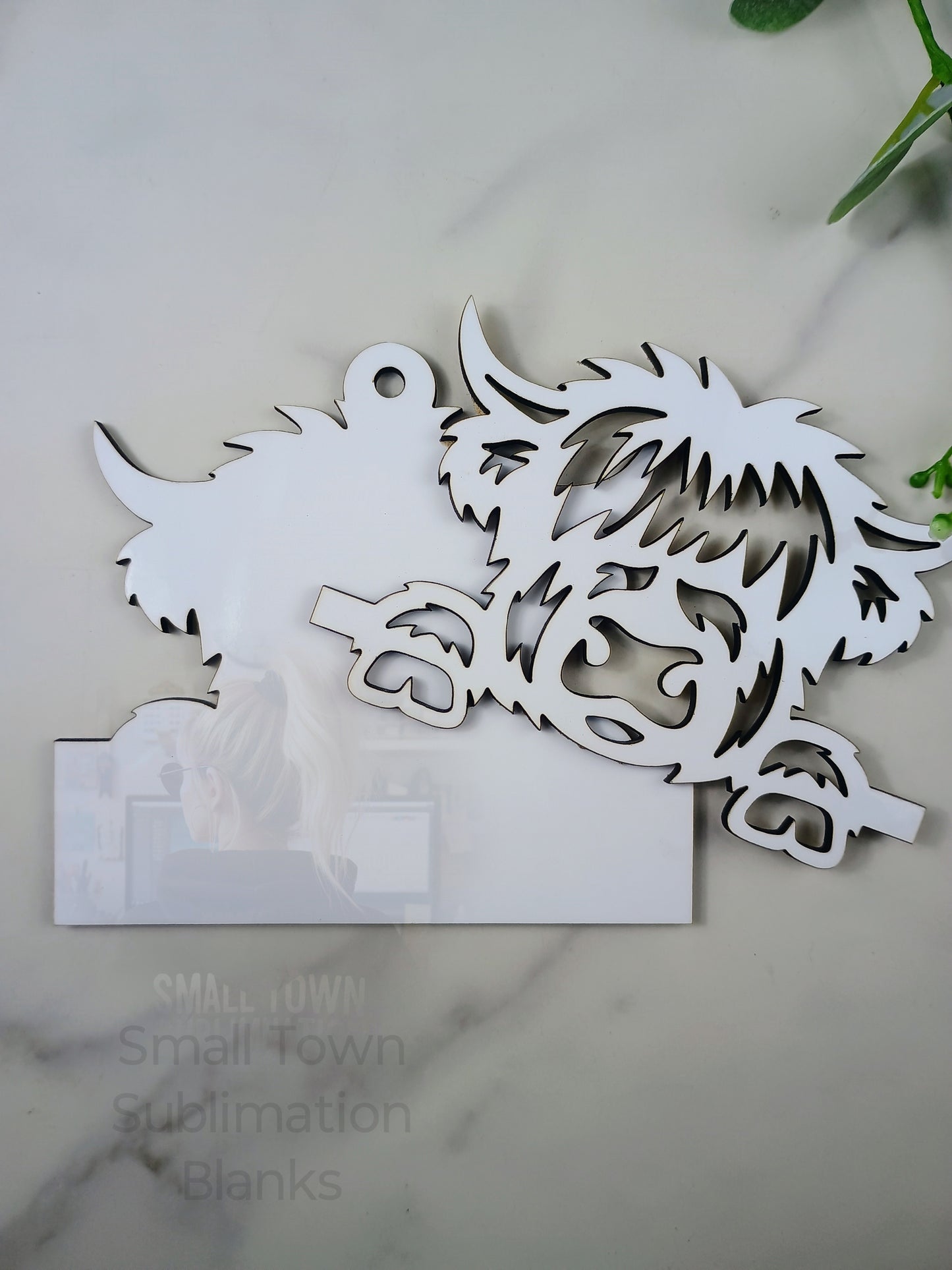 2D highland cow Christmas ornament