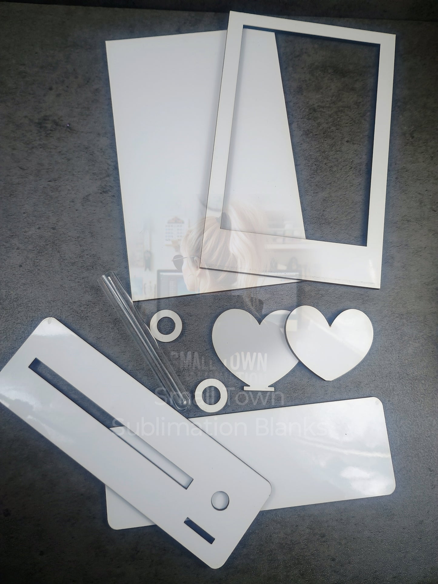 Layered photo frame with tube sublimation blank. Home decor