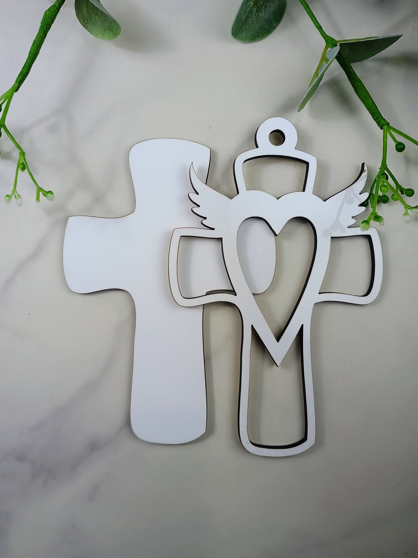 2 layer cross Christmas ornament