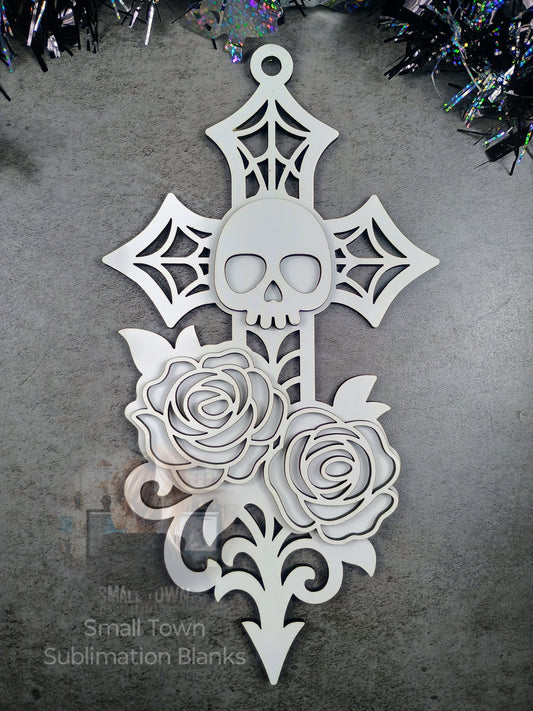 Skull cross window hanger