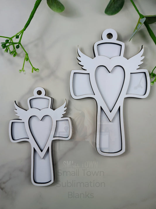 2 layer cross Christmas ornament
