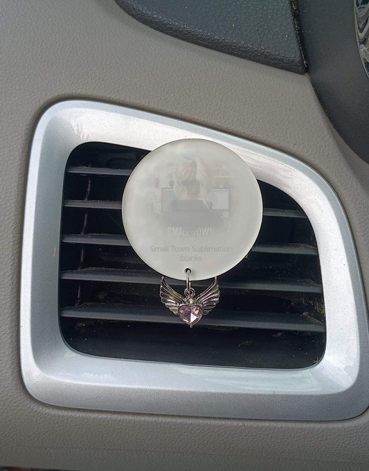 Clear acrylic vent clip with charm. Reusable air freshener