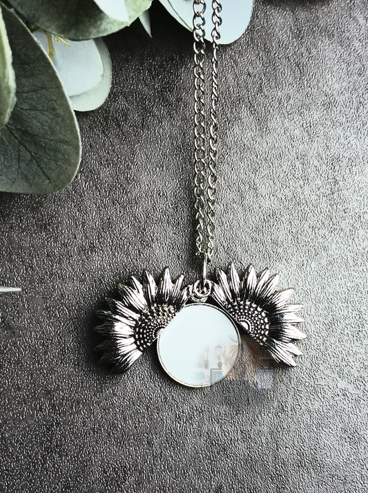 Sublimation sunflower locket necklace