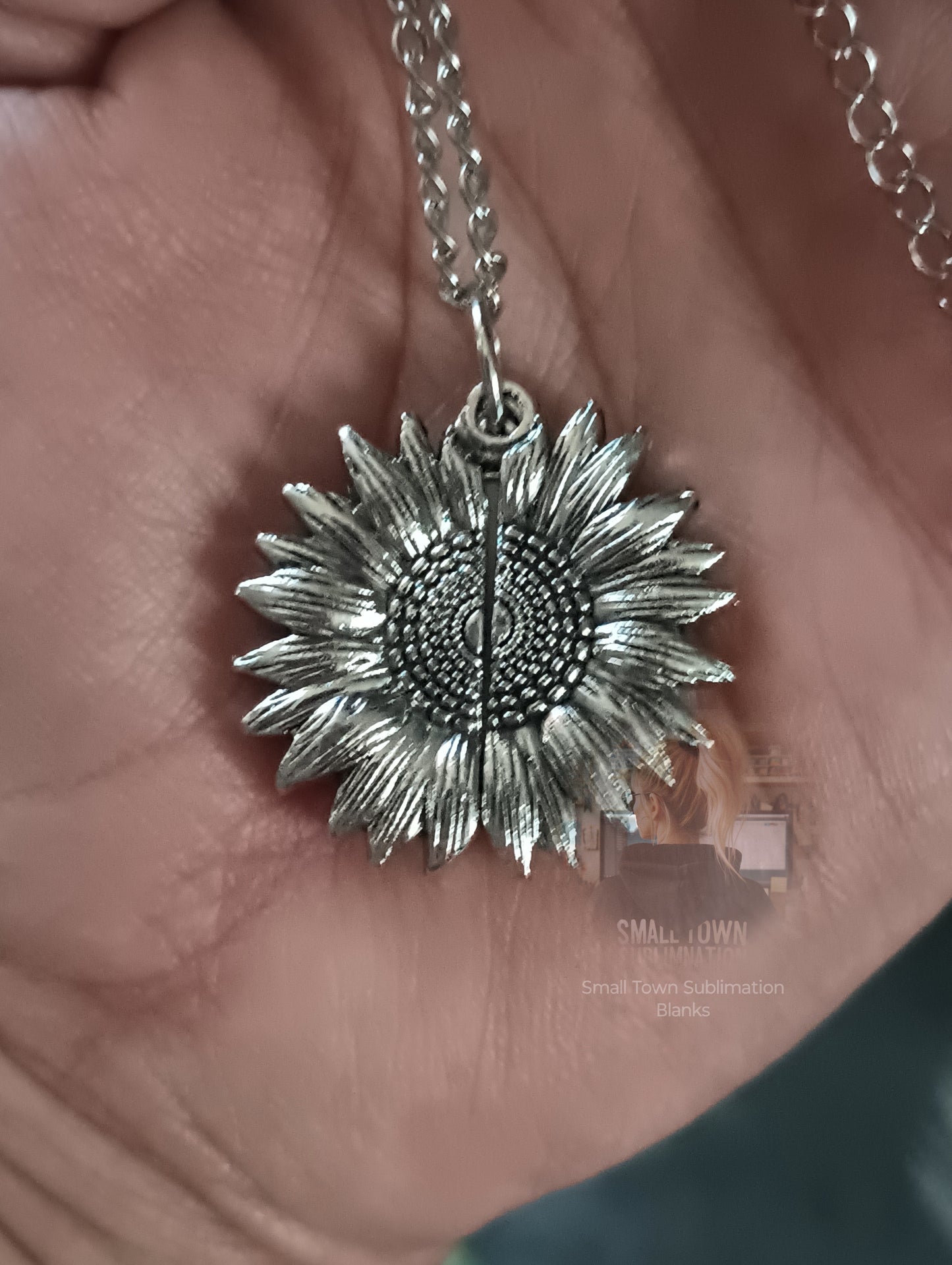 Sublimation sunflower locket necklace