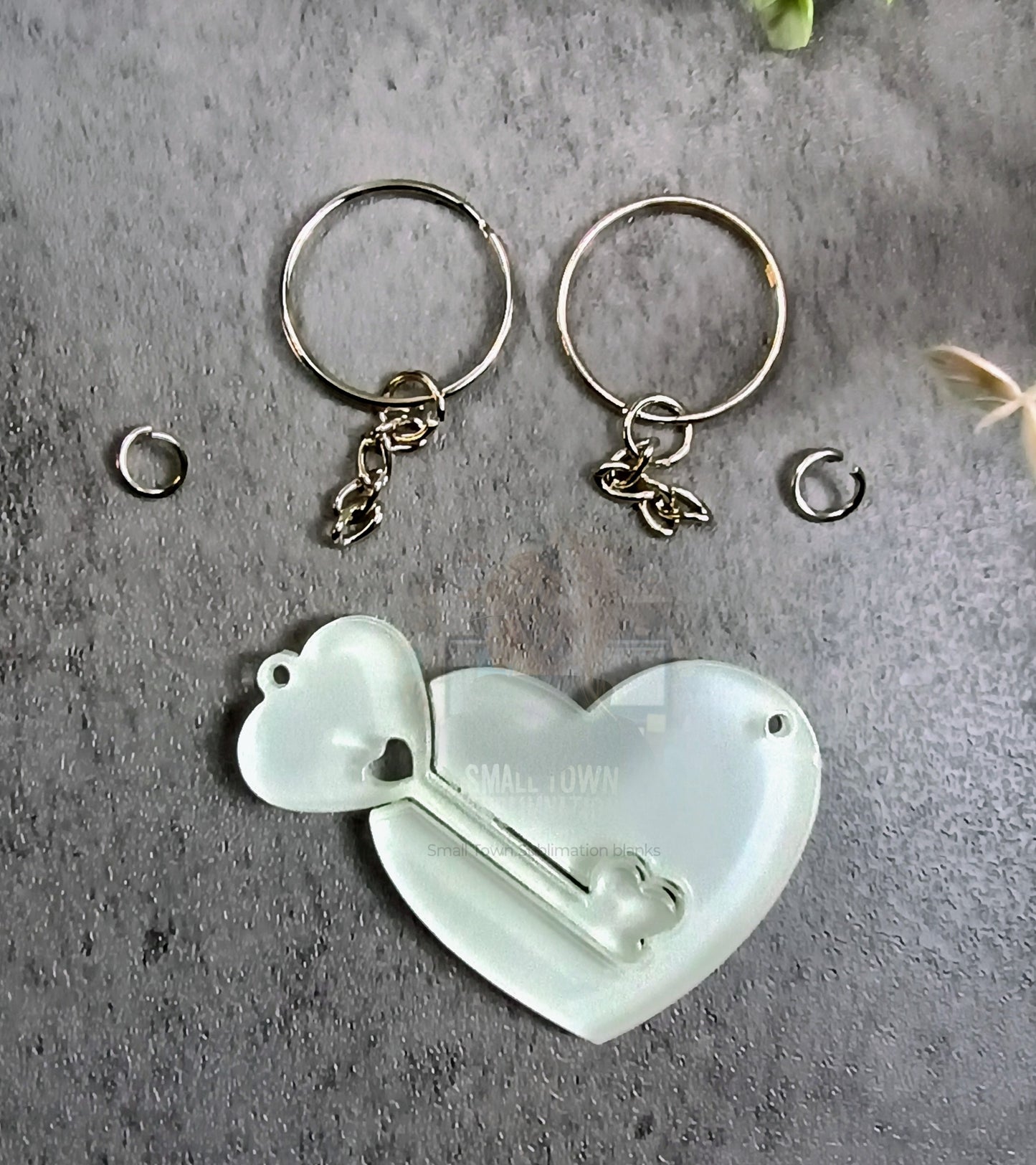 Heart and key keychains