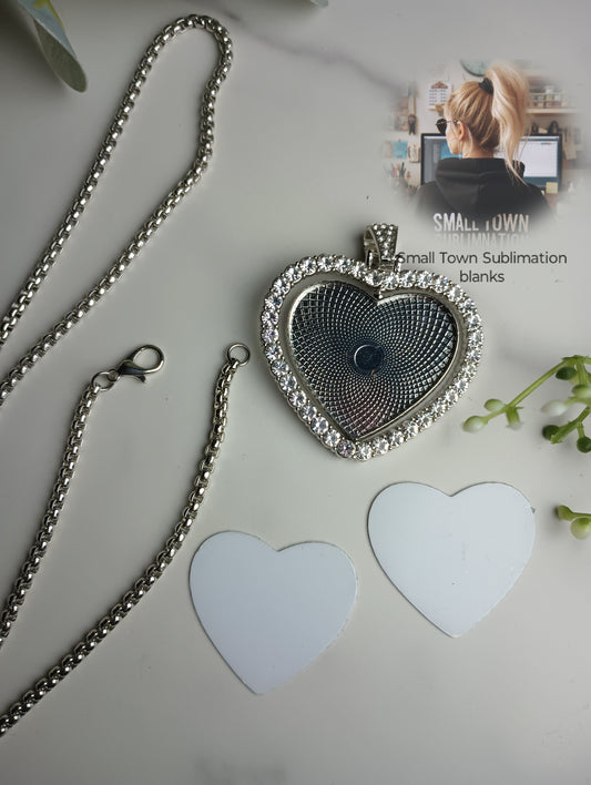 Heart bling rotating necklace