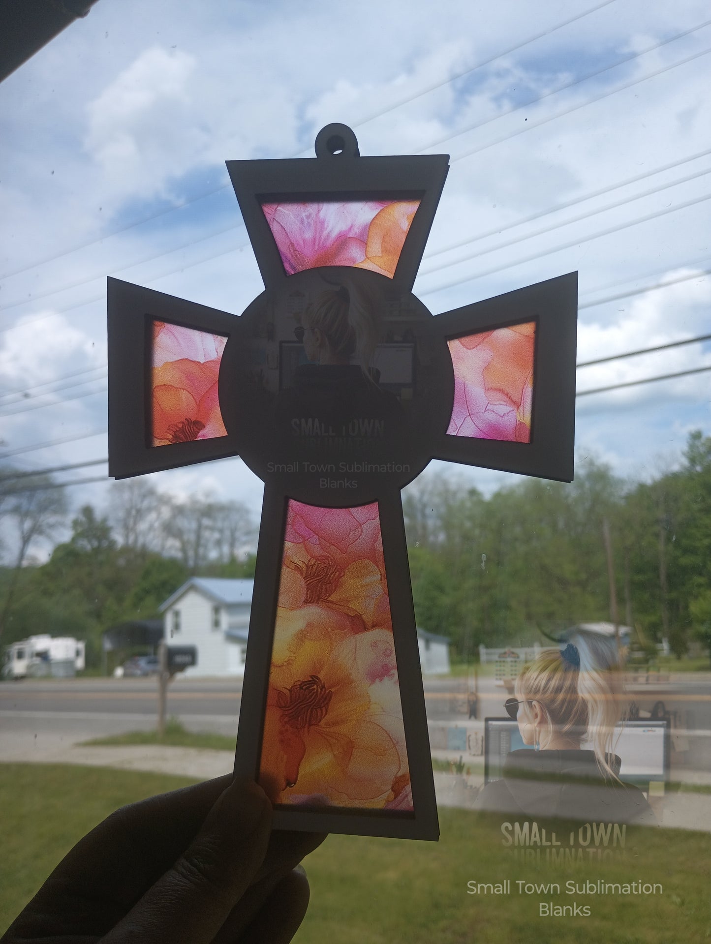 *Sublimation suncatcher cross