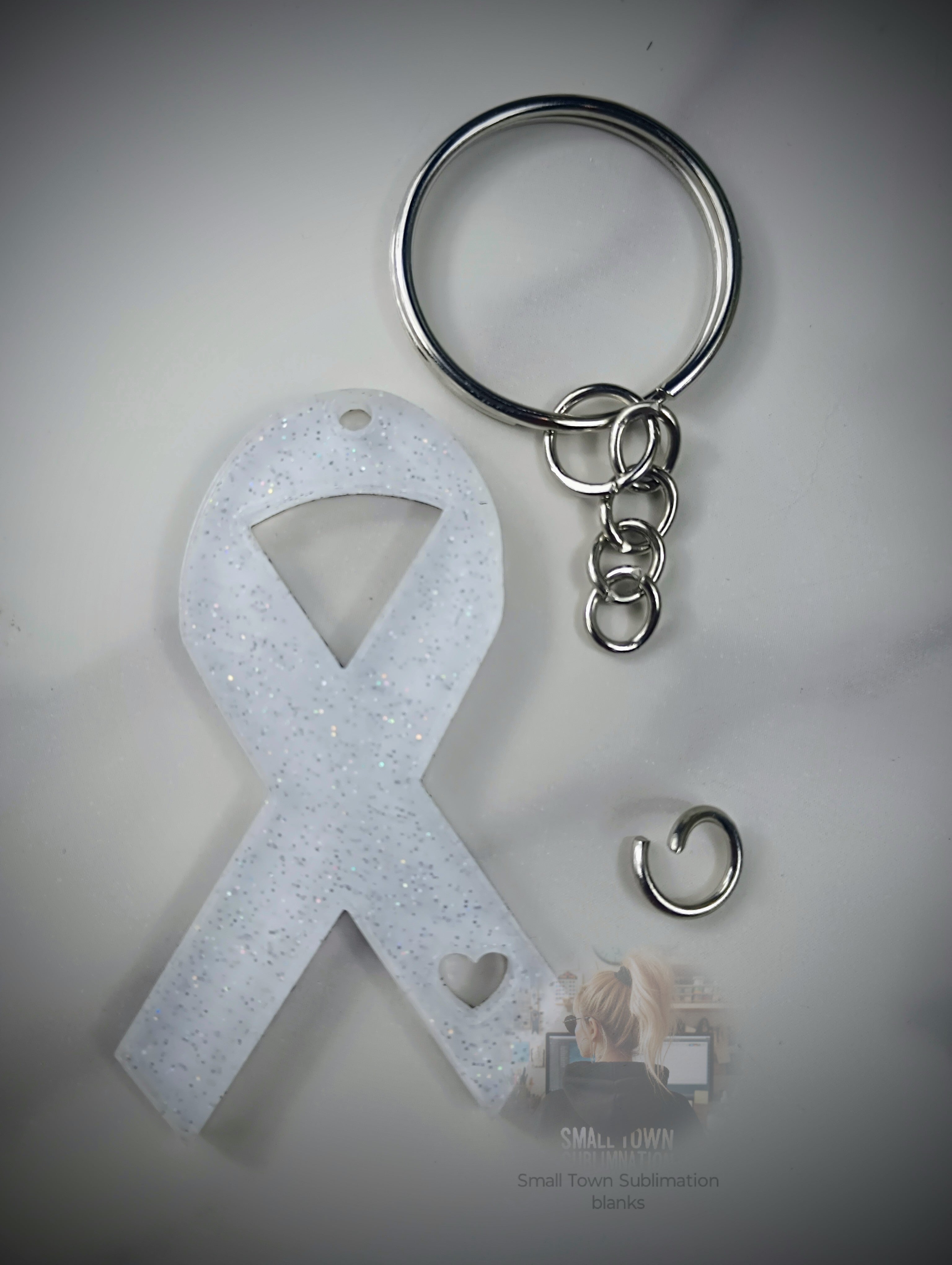Cancer awarness ribbon keychain – Small Town Sublimation Blanks