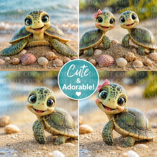 Turtle family PNG Digital file