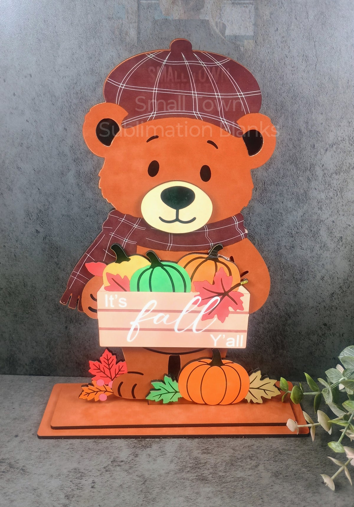 Fall bear, layered shelf sitter