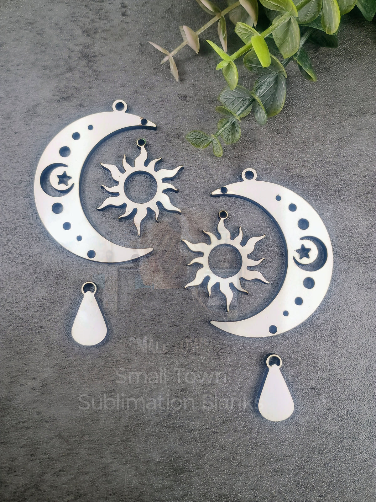 Mystical sun and moon large dangle earrings. Sublimation blank