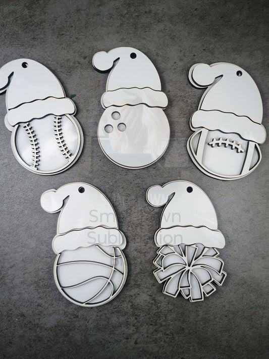 Sports Santa hat ornaments
