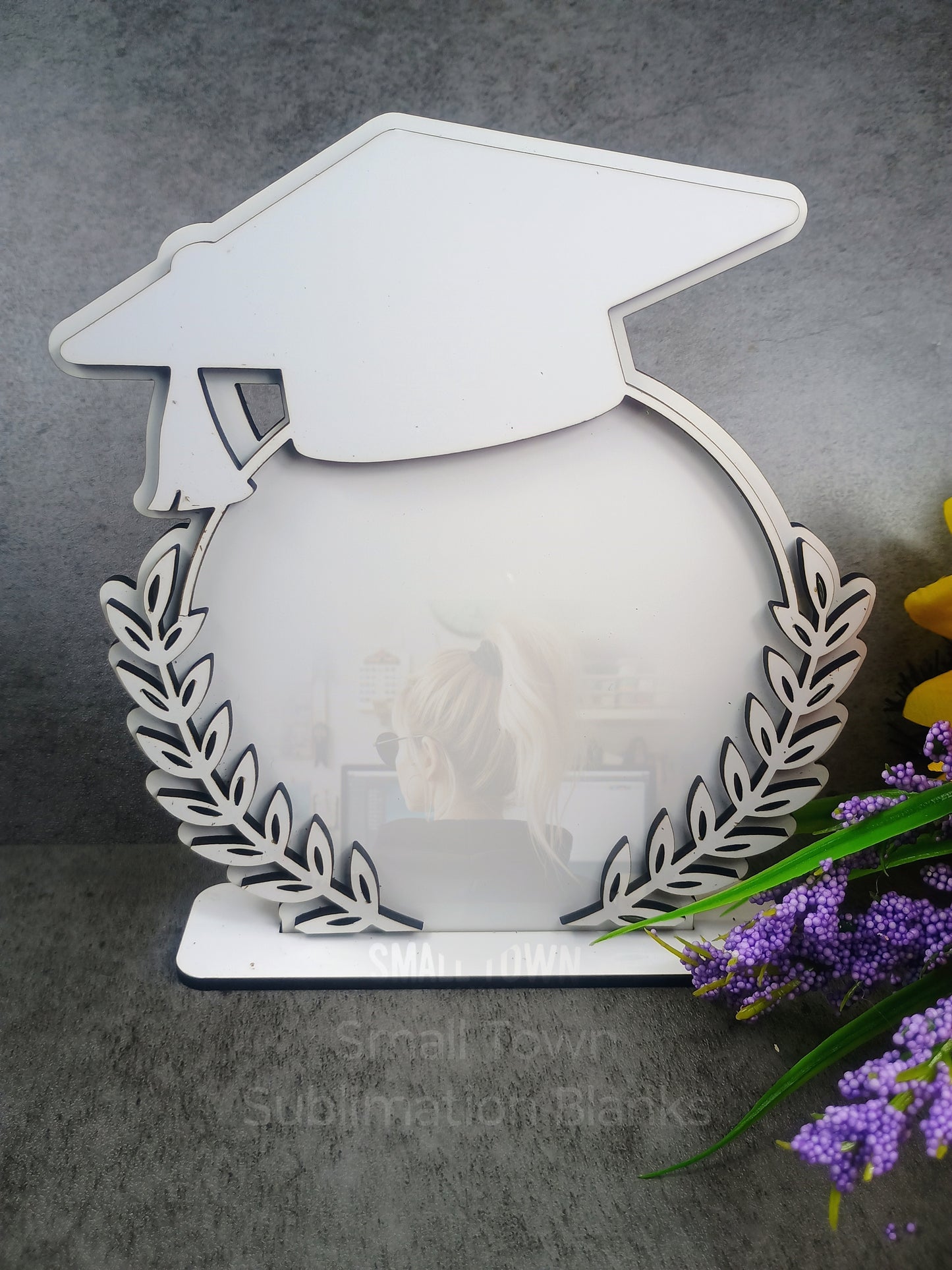 Layered floral Graduation plaque style, MDF sublimation blank