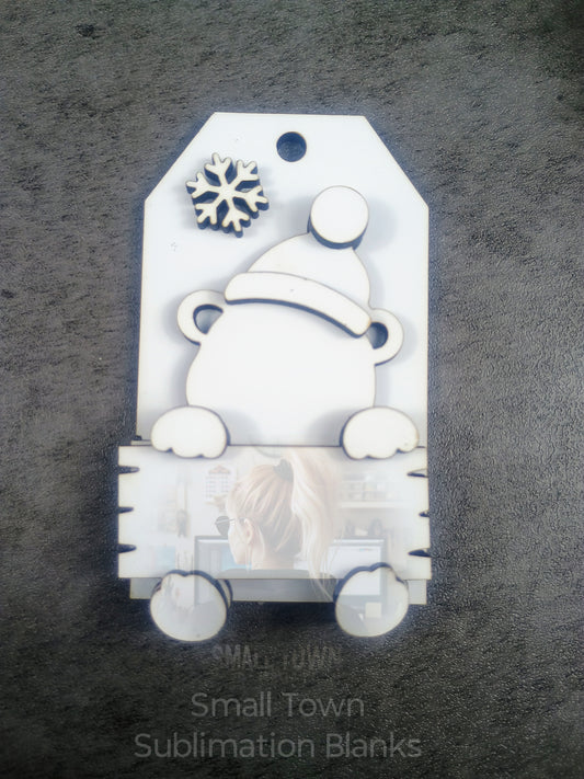 Bear with plank layered Christmas ornament, sublimation blank