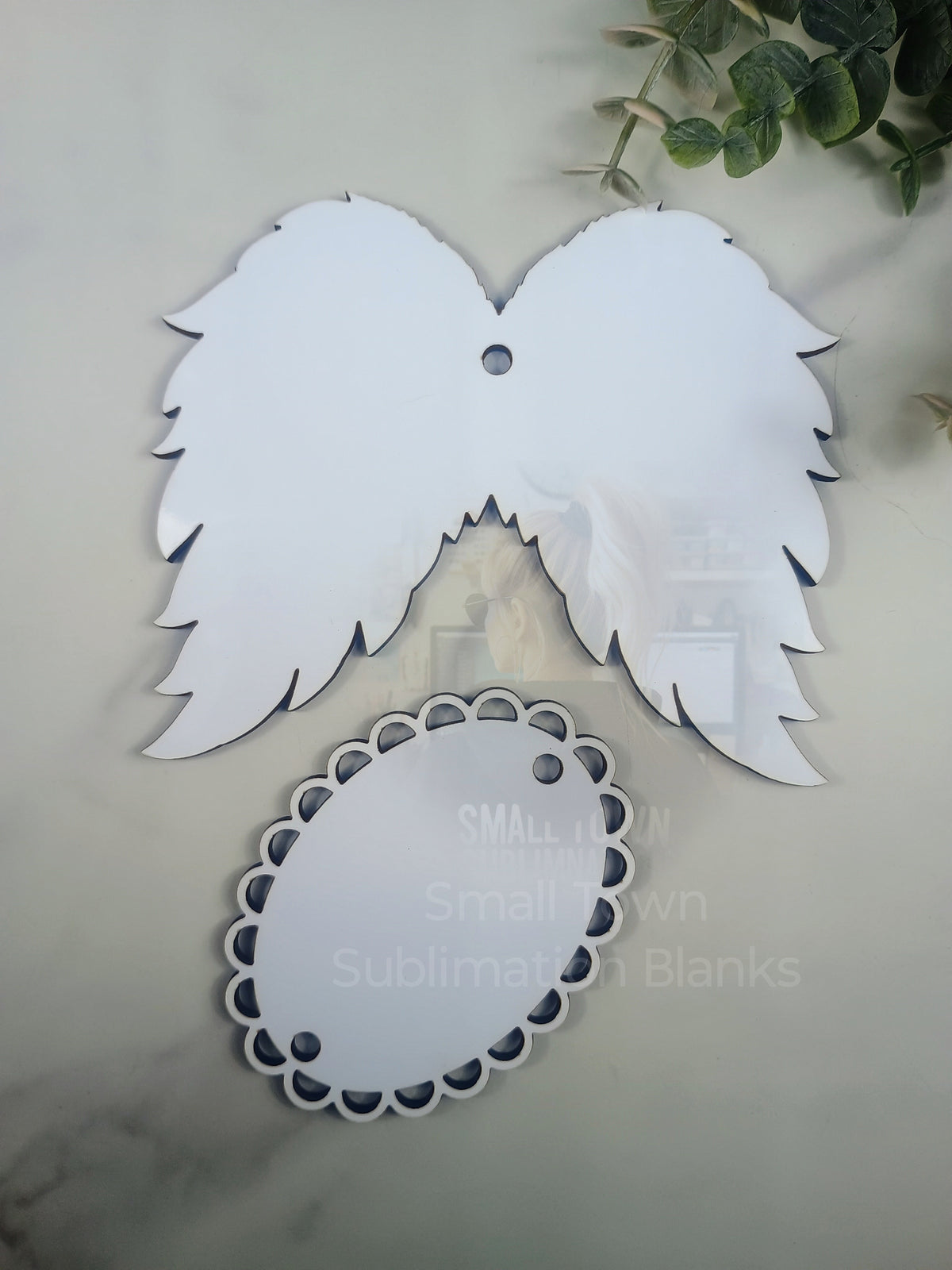Angel wing oval ornament. Sublimation ornaments, Christmas, Memorial