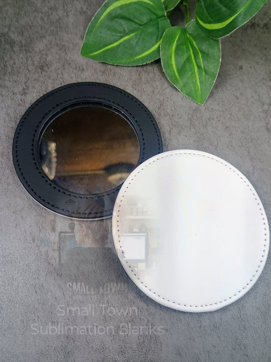 PU leather round mirror sublimation blank