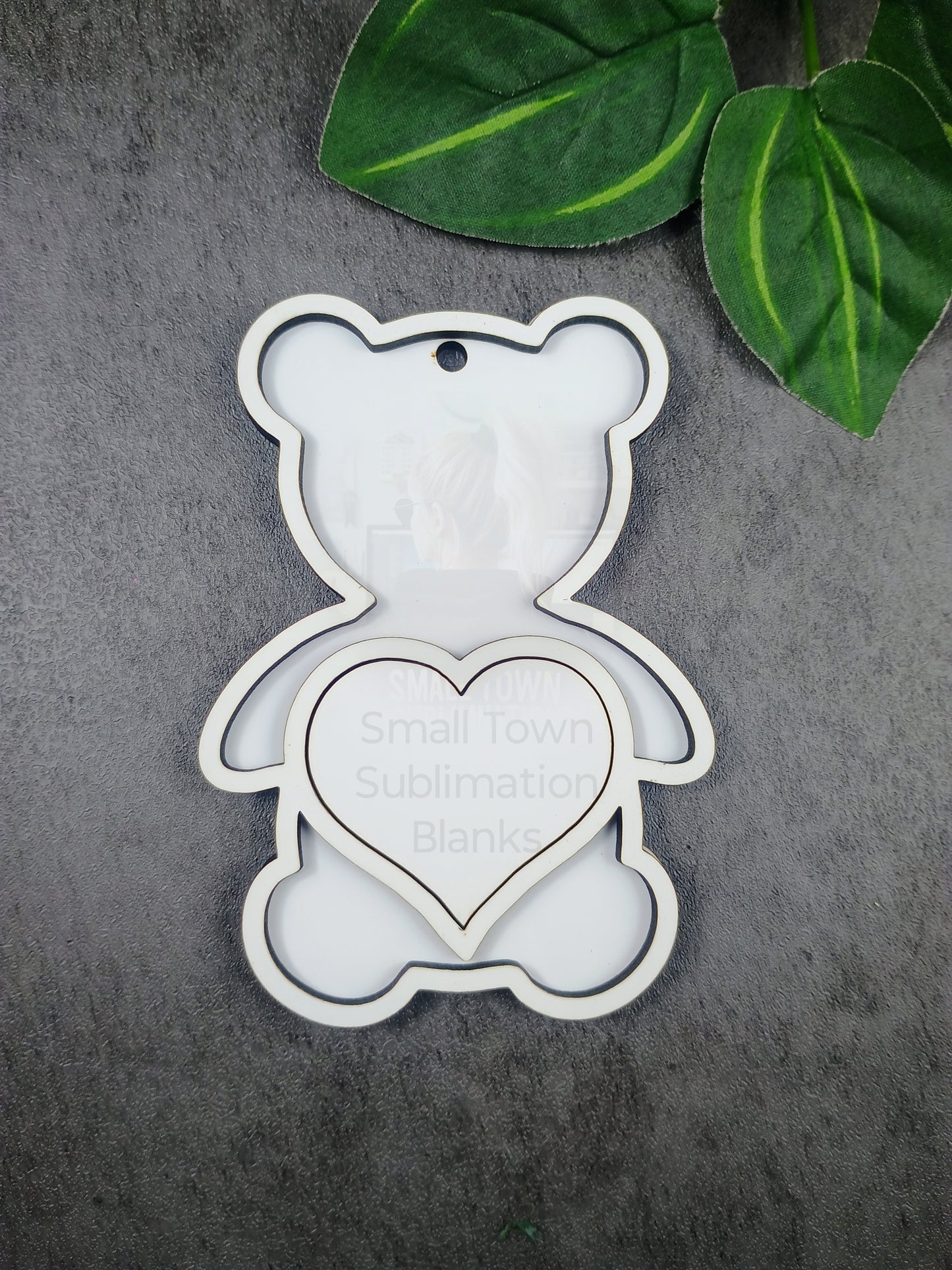 Bear and heart sublimation Christmas Ornament blanks.