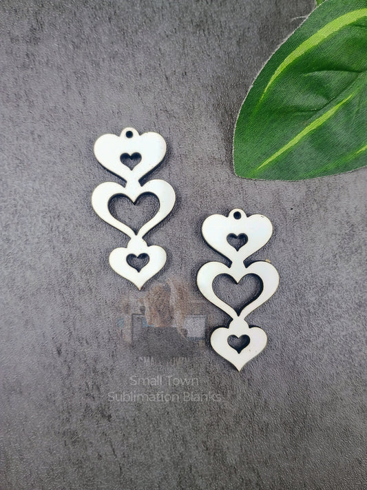 3 tier heart earring sublimation blanks