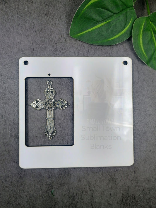 Cross hanger sublimation blank Christmas Ornament