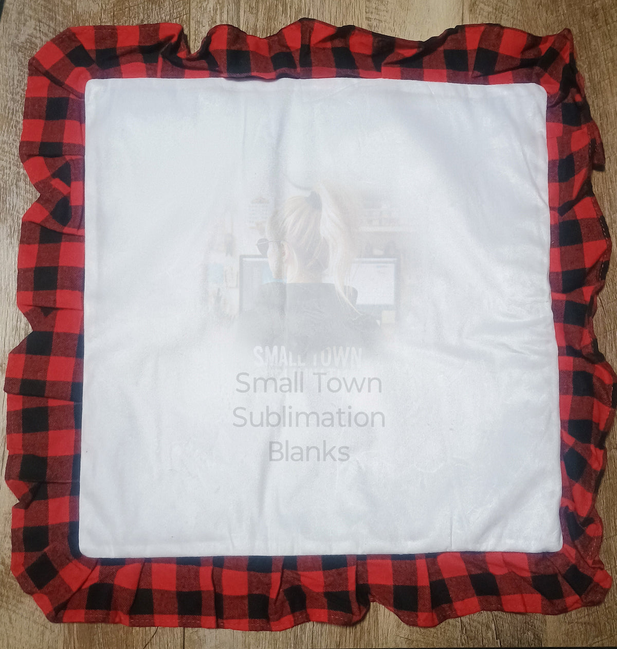 Red and black ruffle buffalo plaid pillowcase