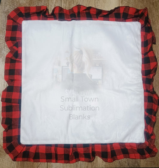 Red and black ruffle buffalo plaid pillowcase
