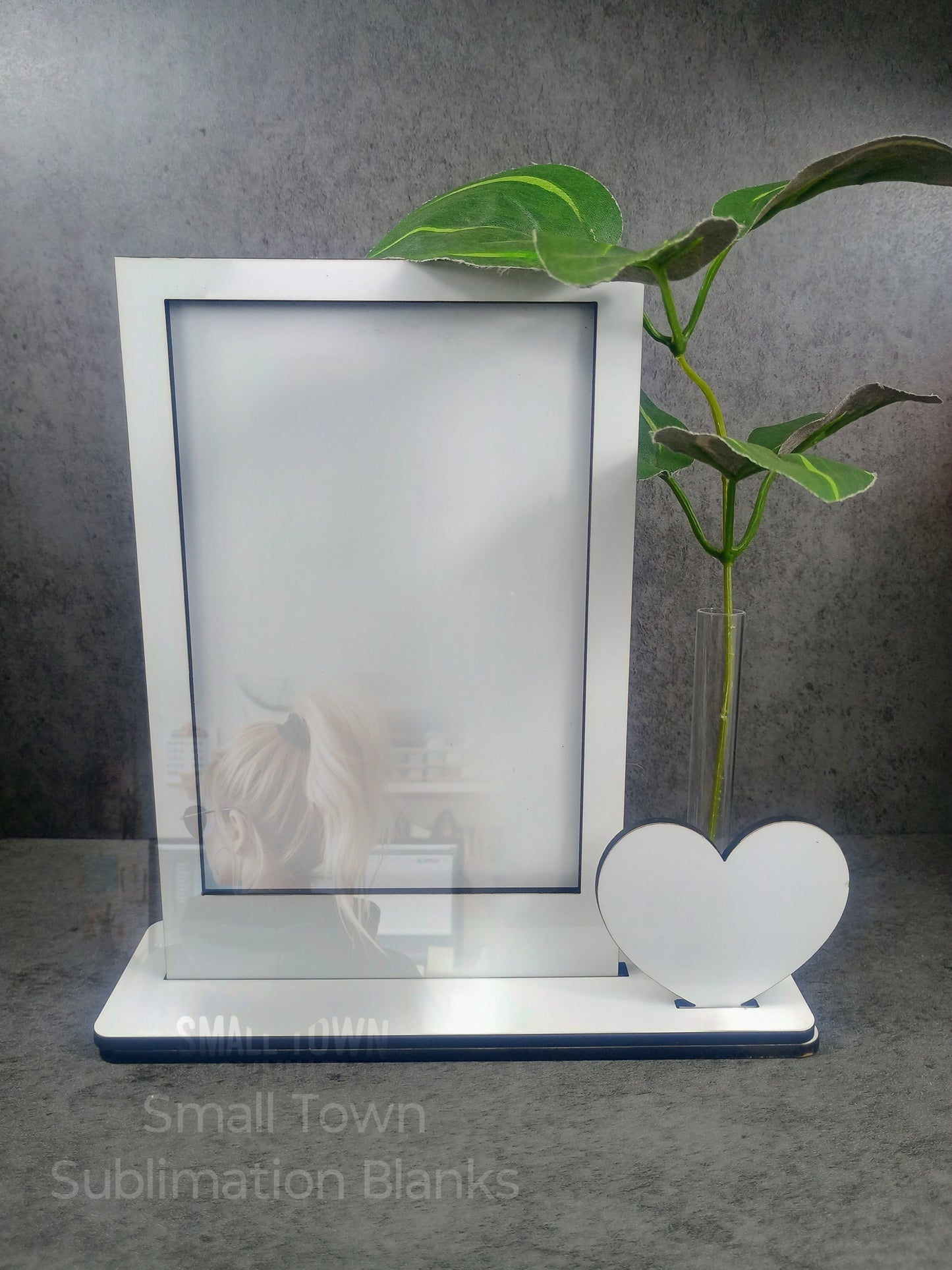 Layered photo frame with tube sublimation blank. Home decor