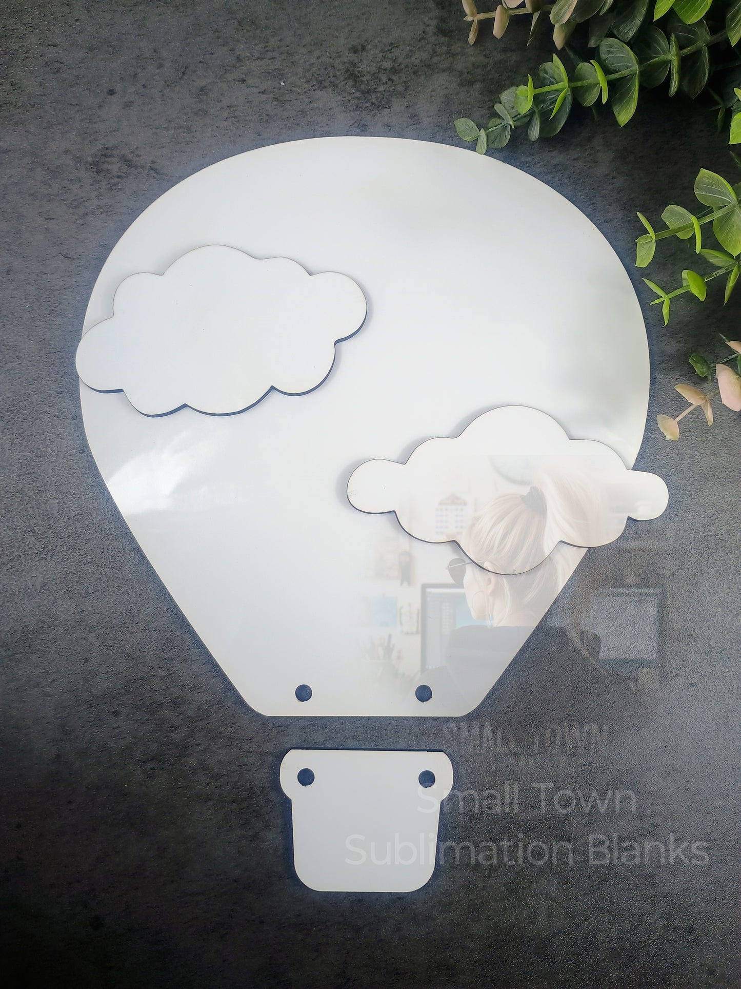 Hot air balloon. Birth announcement, kids room, home decor. Sublimation Blank